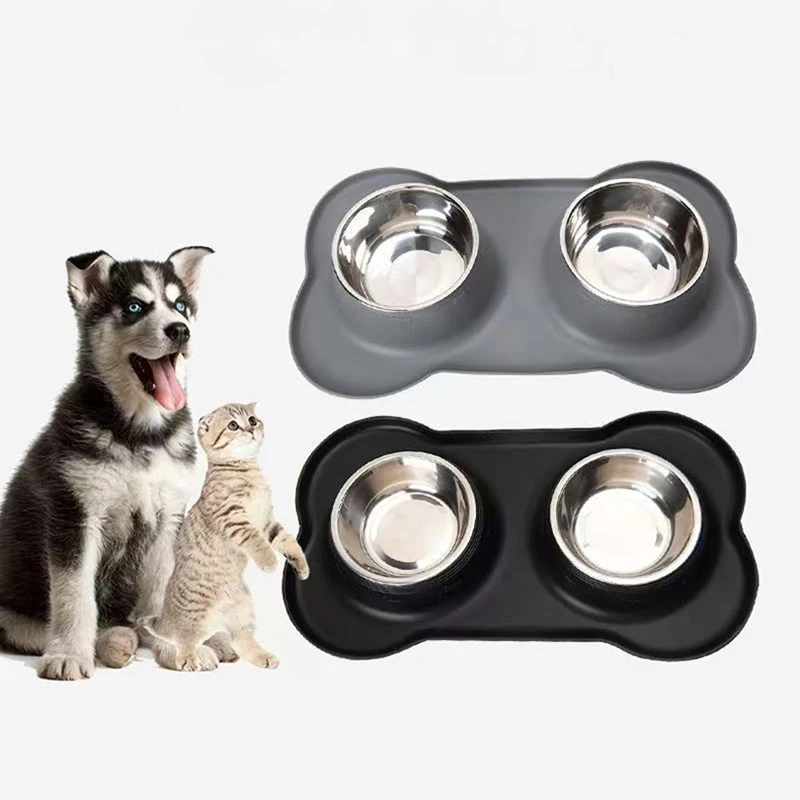 Anti-slip Double Stainless Steel Dog Bowl with Silicone Mat Bone Shape Prevent Spillage Pet Feeding Mat Comederos Para Perros
Anti-slip Double Stainless Steel Dog Bowl with Silicone Mat Bone Shape Prevent Spillage Pet Feeding Mat Comederos Para Perros