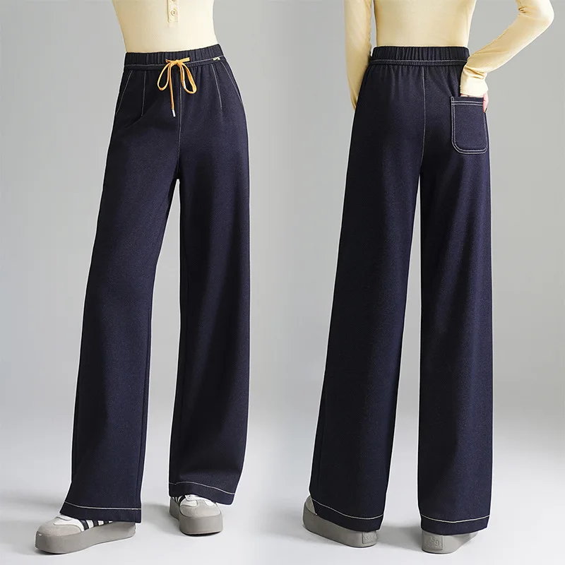 Dark Blue Elastic Waist Drawstring Jeans Autumn New High Waist Slimming Fashion Trend Versatile Scimitar Pants
Dark Blue Elastic Waist Drawstring Jeans Autumn New High Waist Slimming Fashion Trend Versatile Scimitar Pants