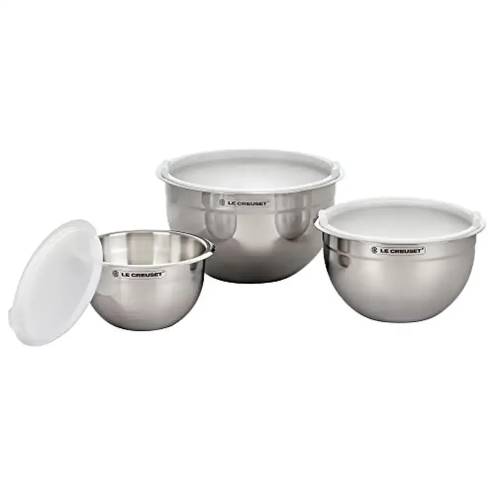Nested Mixing Bowls Set Stainless Steel Construction Nonslip Silicone Base Airtight Plastic Lids Graduated Sizes BPA-Free
Nested Mixing Bowls Set Stainless Steel Construction Nonslip Silicone Base Airtight Plastic Lids Graduated Sizes BPA-Free