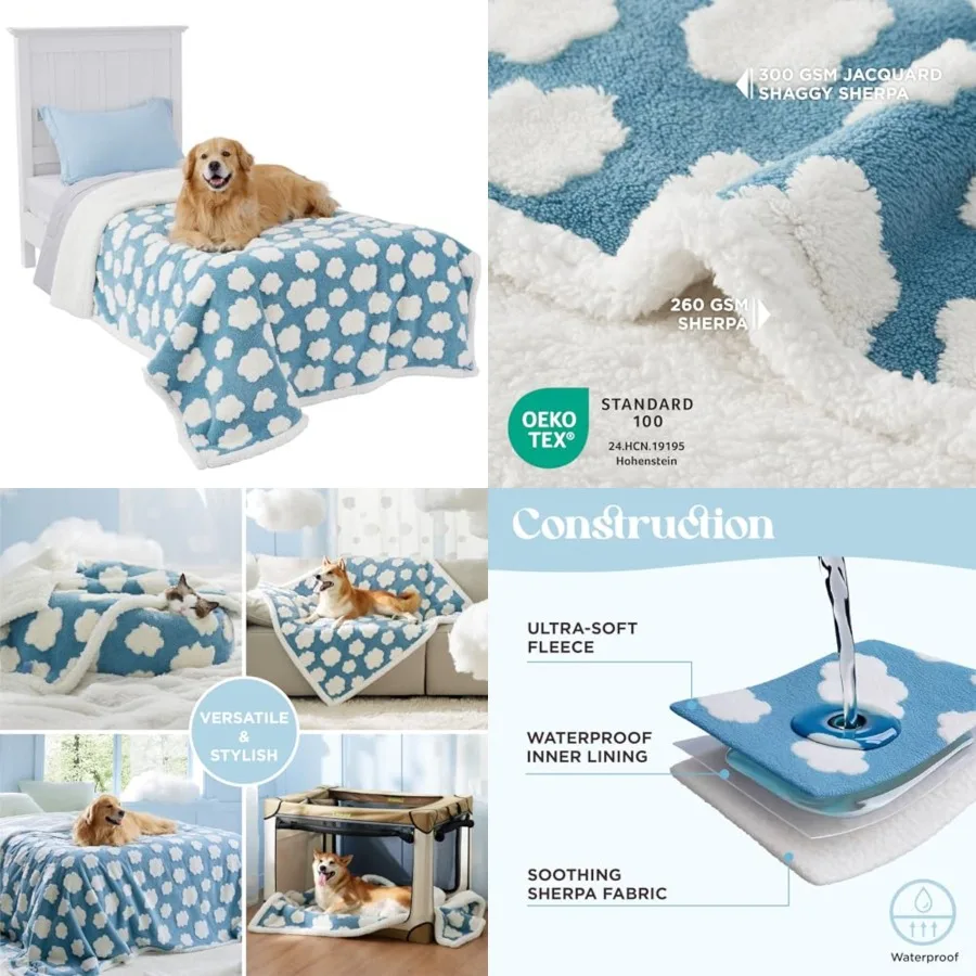 Waterproof Dog Blanket for Large Dogs - Washable Double Sided Dog Blankets with Warm Jacquard Shag and Soft Sherpa Fleece, Pet
Waterproof Dog Blanket for Large Dogs - Washable Double Sided Dog Blankets with Warm Jacquard Shag and Soft Sherpa Fleece, Pet