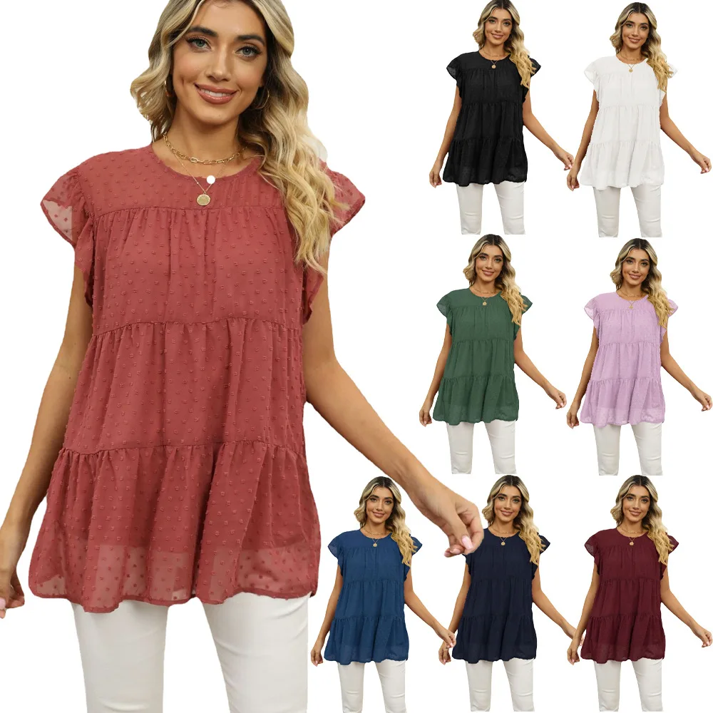2026 Women's Summer New Fashion Solid Color Advanced Jacquard Loose Casual Comfortable Spliced Short Sleeve Tops for Women
2026 Women's Summer New Fashion Solid Color Advanced Jacquard Loose Casual Comfortable Spliced Short Sleeve Tops for Women