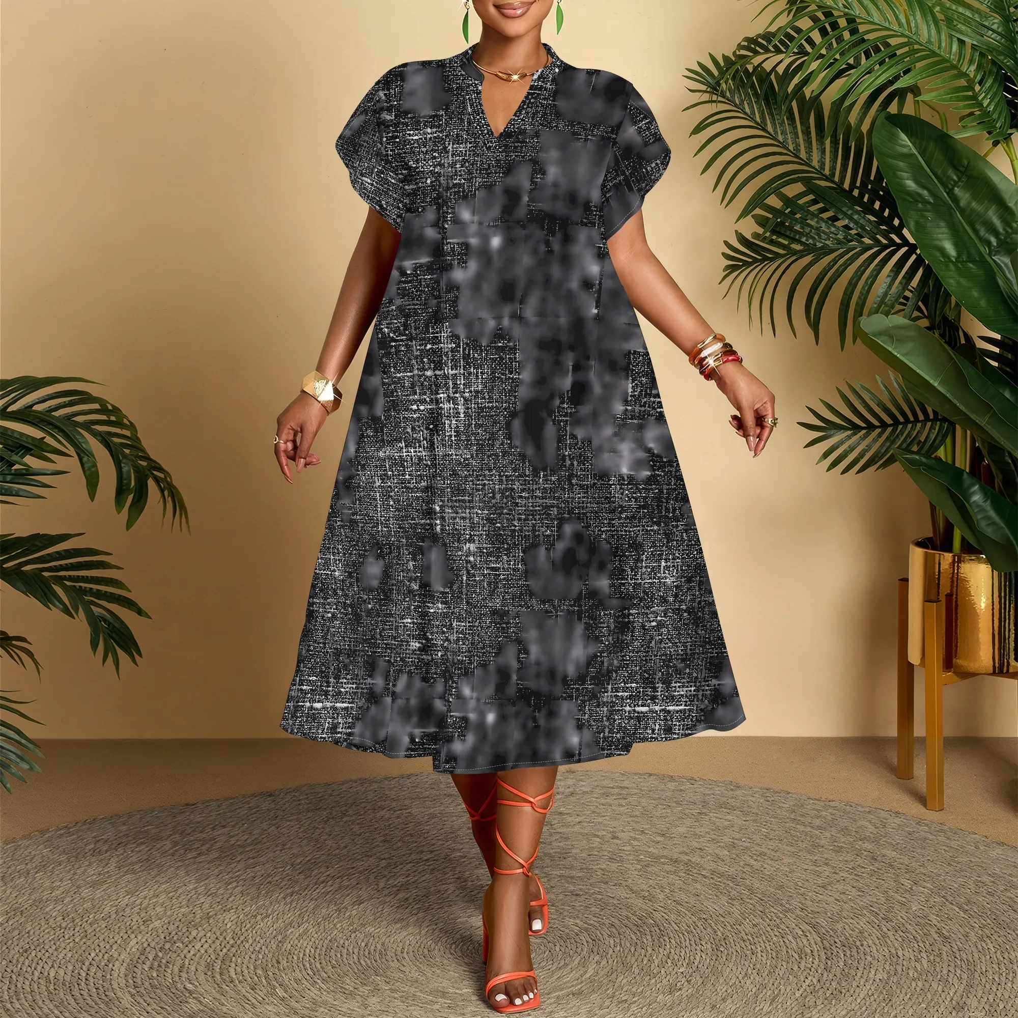 V Neck, Printed Dress, Short Sleeve Midi Dress, A Line Swing Dress, Casual Summer Wear for Women, XS-3XL
V Neck, Printed Dress, Short Sleeve Midi Dress, A Line Swing Dress, Casual Summer Wear for Women, XS-3XL