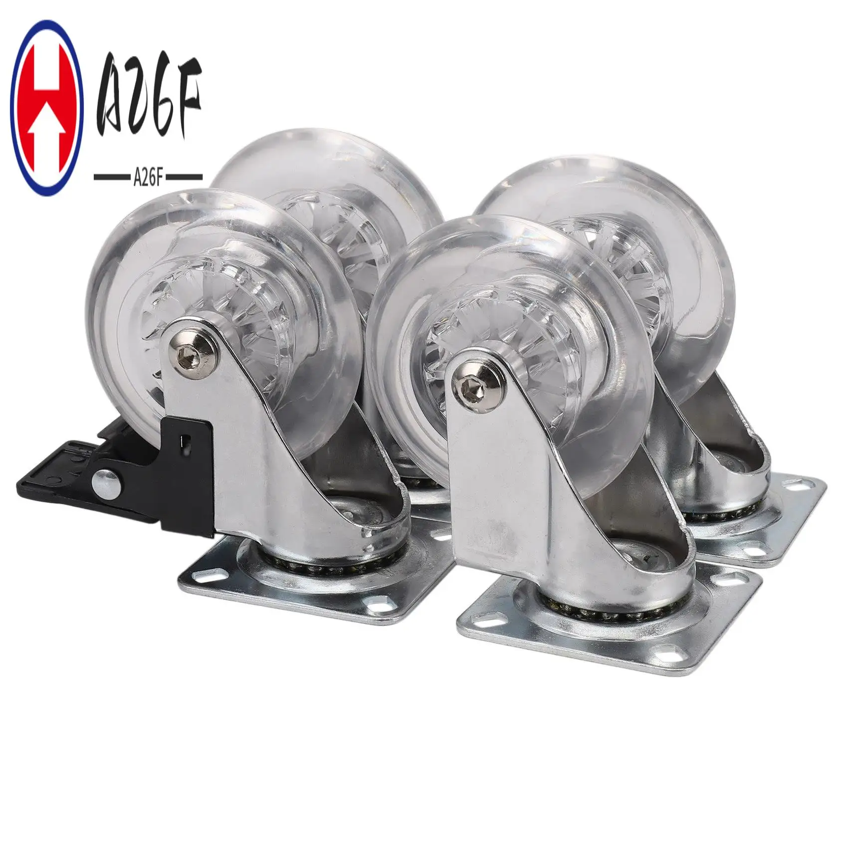 A26F-4 X Heavy Duty 75Mm Swivel Castor Wheels Trolley Furniture Caster With Brakes - Load Capacity 100Kg Per Wheel (Set Of 2 X S
A26F-4 X Heavy Duty 75Mm Swivel Castor Wheels Trolley Furniture Caster With Brakes - Load Capacity 100Kg Per Wheel (Set Of 2 X S