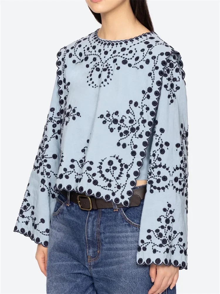 Women Shawl Style Blouse Cotton Linen Round Neck Retro Flower Embroidery Pullover Shirt 2025
Women Shawl Style Blouse Cotton Linen Round Neck Retro Flower Embroidery Pullover Shirt 2025