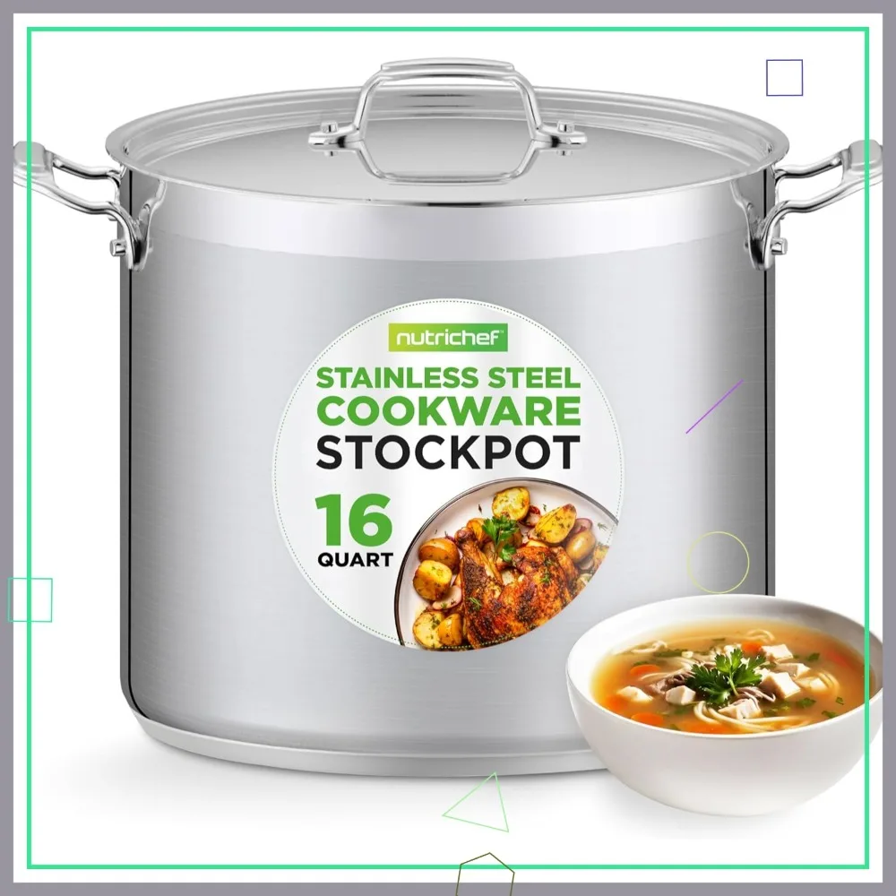 Кастрюля из нержавеющей стали на 16 кварт - большая, прочная кастрюля для тушения, супов, подходит для индукционных плит
Кастрюля из нержавеющей стали на 16 кварт - большая, прочная кастрюля для тушения, супов, подходит для индукционных плит