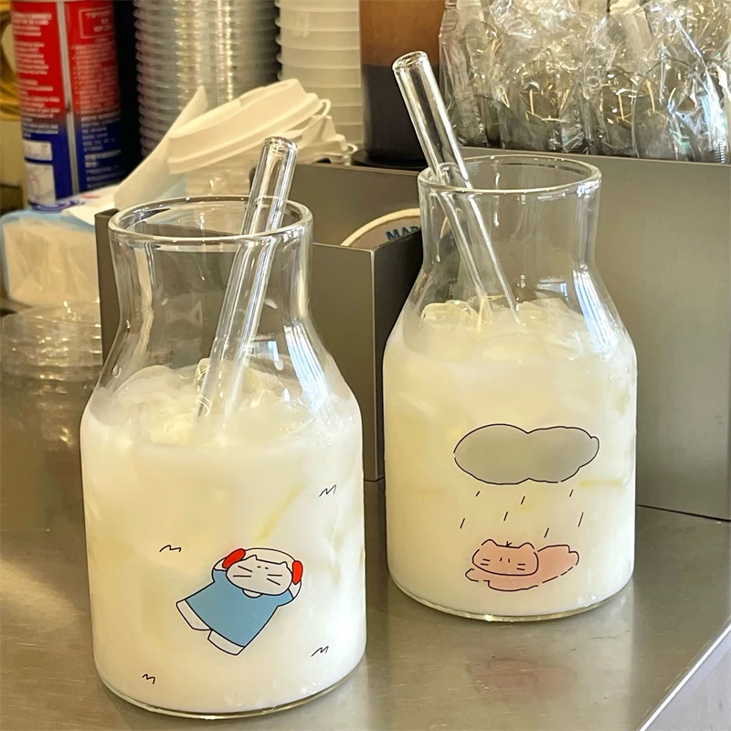 Kawaii Glass Cups And Straws Cold Coffee Cup Tumbler Aesthetic Cute Cat Korean Cups For Juice Beer Milk Tea Wine Glasses Cup
Kawaii Glass Cups And Straws Cold Coffee Cup Tumbler Aesthetic Cute Cat Korean Cups For Juice Beer Milk Tea Wine Glasses Cup
