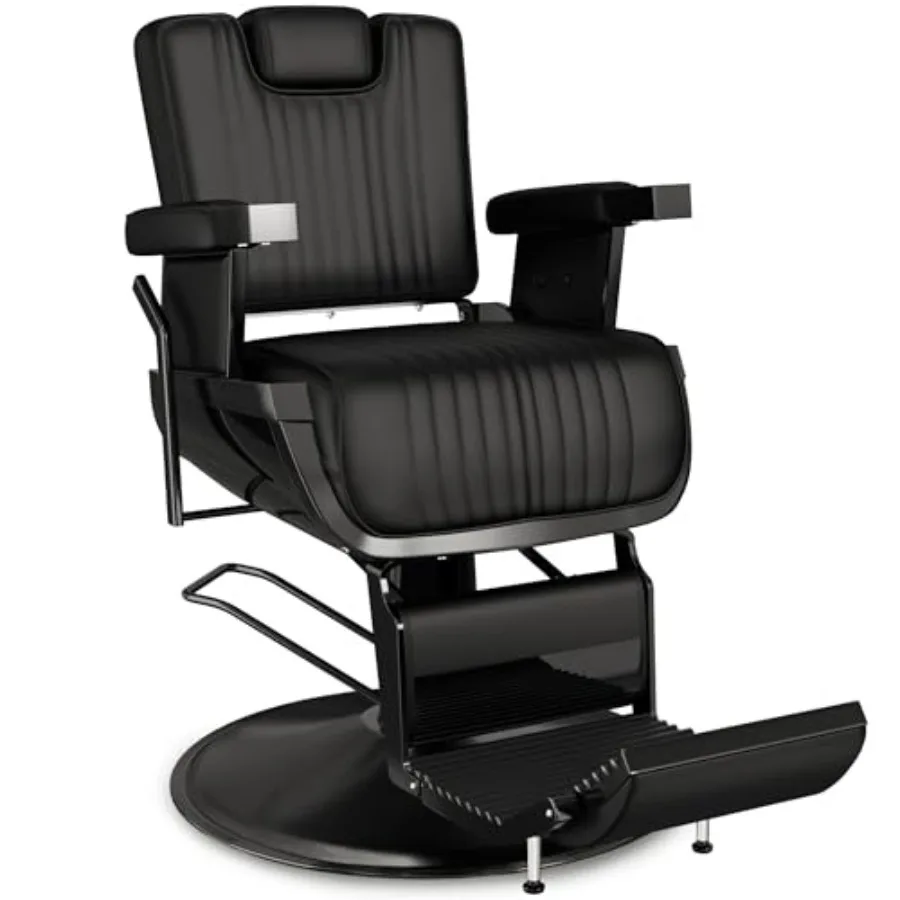 Vintage Black Reclining Barber Chair, Professional Salon Seat with Thick Padded Cushion and Removable Headrest, Ideal for Braid
Vintage Black Reclining Barber Chair, Professional Salon Seat with Thick Padded Cushion and Removable Headrest, Ideal for Braid