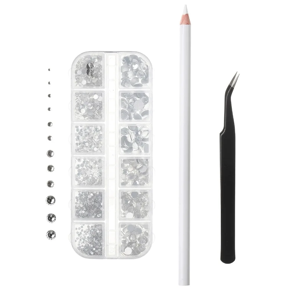 2000 Pcs Clear Flatback Rhinestones for Nail Art Jewelry Making and DIY Craft Decorative Bling Projects Kit Includes Pick Up Tweezer and Rhinestone Picking Pen for Easy Application Embellishments on Clothes Accessories
2000 Pcs Clear Flatback Rhinestones for Nail Art Jewelry Making and DIY Craft Decorative Bling Projects Kit Includes Pick Up Tweezer and Rhinestone Picking Pen for Easy Application Embellishments on Clothes Accessories