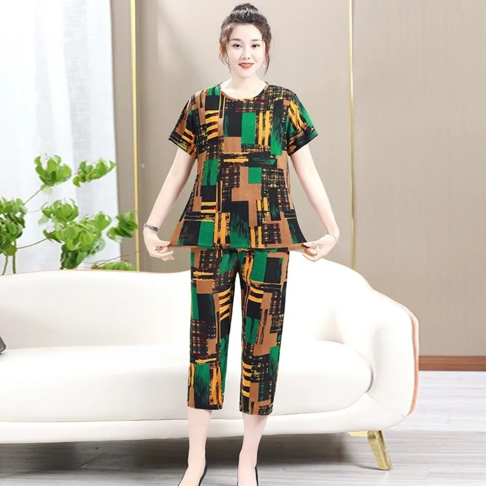 Fashion Plus Size Elderly T-shirt Sets Stripe Short-sleeved Casual Loungewear Set Summer Loose Mother's Pajamas Home Wear
Fashion Plus Size Elderly T-shirt Sets Stripe Short-sleeved Casual Loungewear Set Summer Loose Mother's Pajamas Home Wear