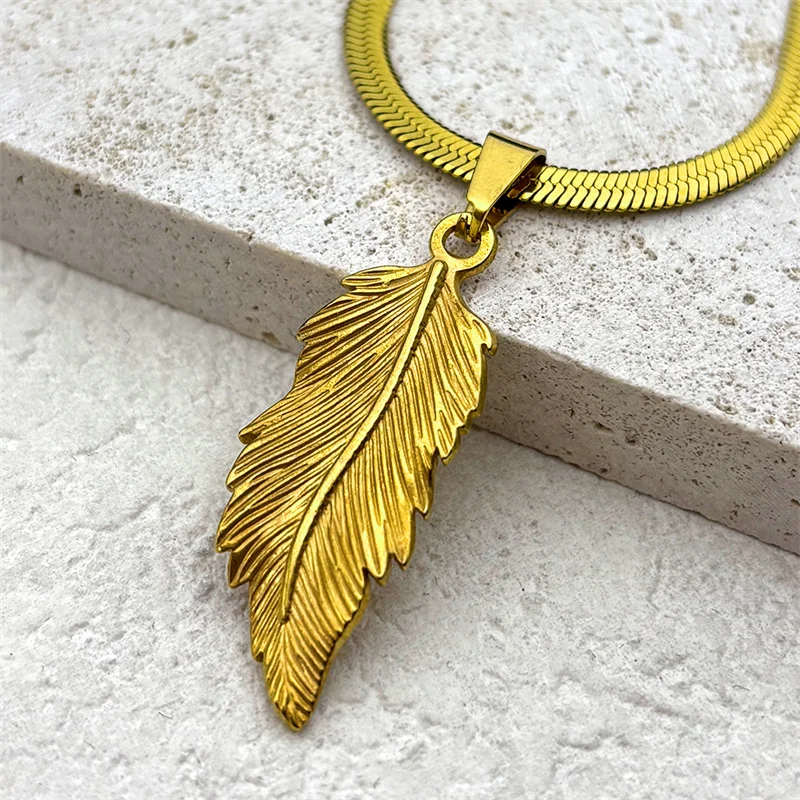 Fashion Trend Feather Pendant Necklace For Women Men Stainless Steel Gold Color Female Party Chain Jewelry Gifts collar
Fashion Trend Feather Pendant Necklace For Women Men Stainless Steel Gold Color Female Party Chain Jewelry Gifts collar