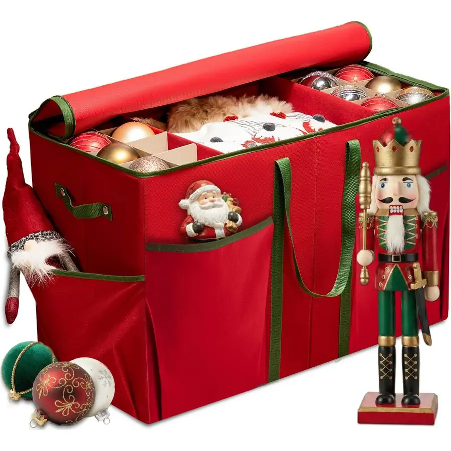 Большая коробка для хранения рождественских украшений, вмещает 80-300 украшений, с разделителями и большим отделением для фигурок и аксессуаров.
Большая коробка для хранения рождественских украшений, вмещает 80-300 украшений, с разделителями и большим отделением для фигурок и аксессуаров.