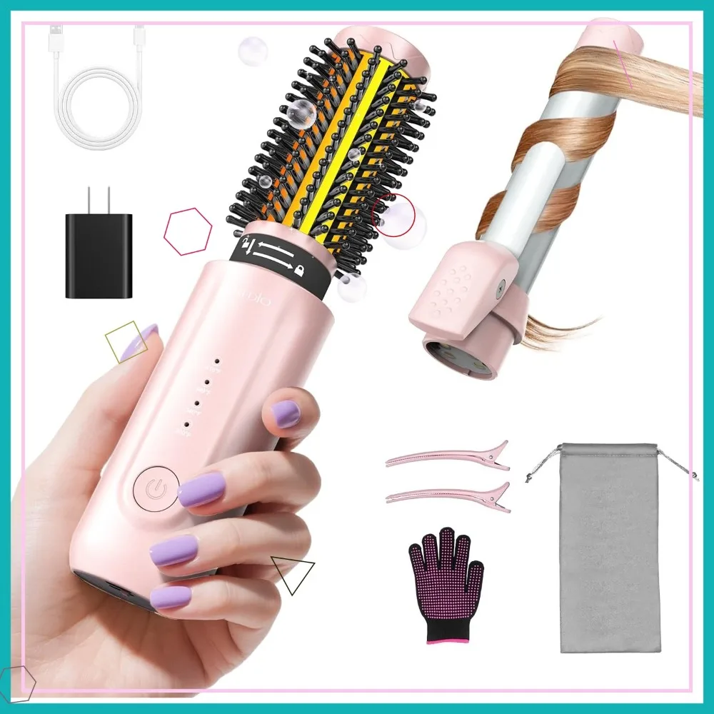 Cordless Curling Iron Brush, 8000mAh, 4 Temp Settings, 2-in-1 Travel Hot Comb, Negative Ions
Cordless Curling Iron Brush, 8000mAh, 4 Temp Settings, 2-in-1 Travel Hot Comb, Negative Ions