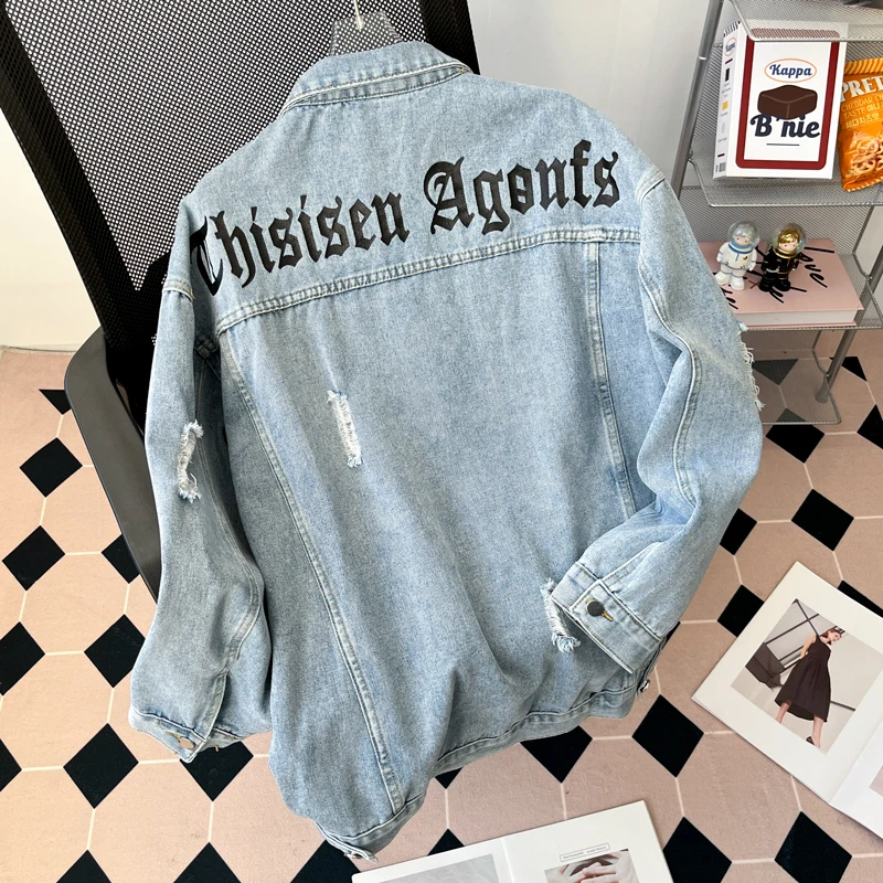 Loose Fit American Sle Men's Denim Jaet Spring High Street Trend Casual Versatile Turn-down Collar Hole Design Workwear J...
Loose Fit American Sle Men's Denim Jaet Spring High Street Trend Casual Versatile Turn-down Collar Hole Design Workwear J...