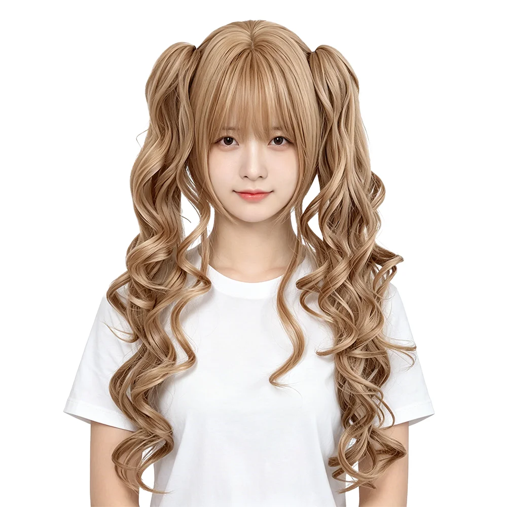 Sweet Cream Blonde Lolita Wig Long Wavy Clip on Double Ponytails with Bangs Heat Resistant Synthetic Hair Cute Wig Cosplay Party
Sweet Cream Blonde Lolita Wig Long Wavy Clip on Double Ponytails with Bangs Heat Resistant Synthetic Hair Cute Wig Cosplay Party