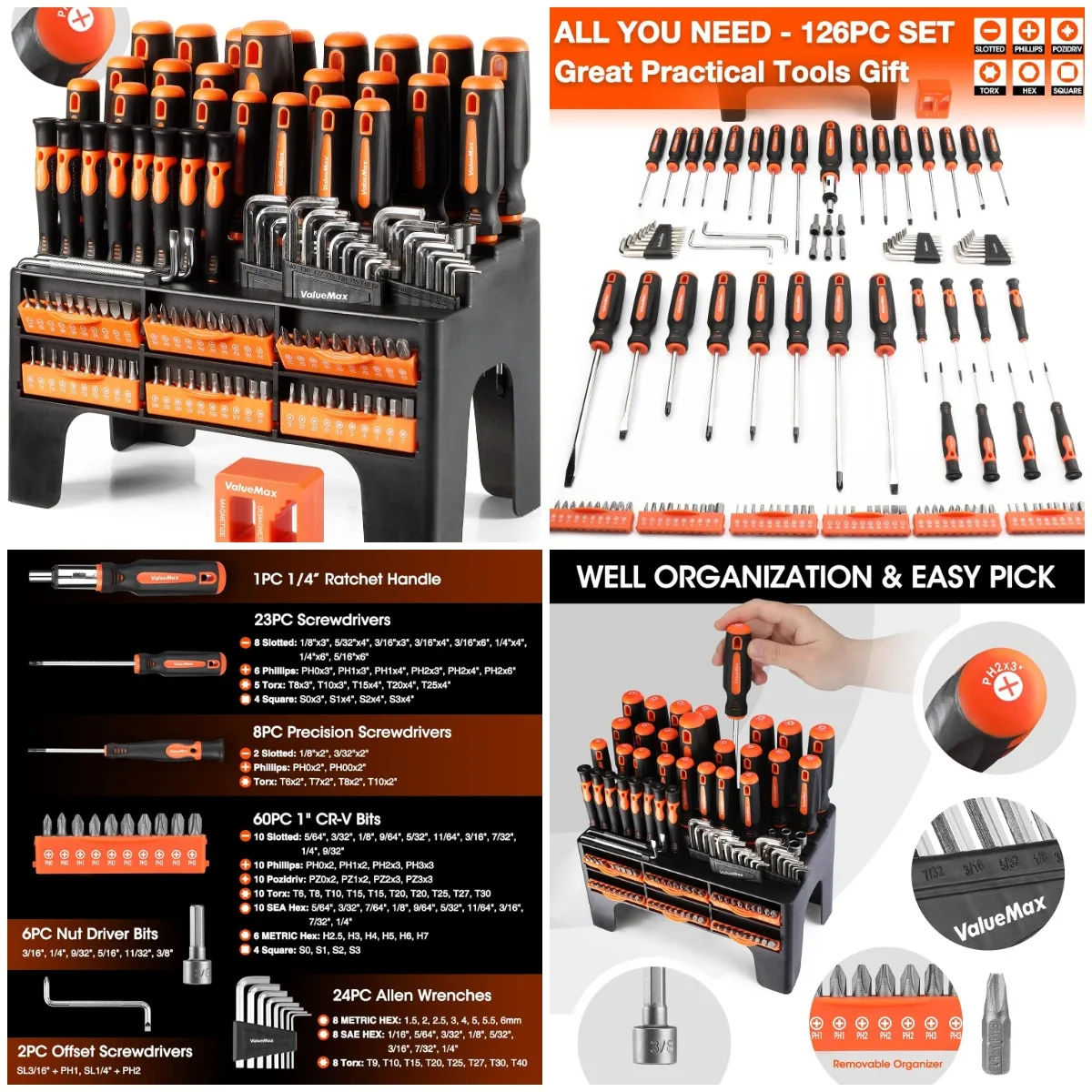 126-PC Magnetic Screwdriver Set with Organizer, Magnetizer/Demagnetizer - DIY Tools for Men & Women, Home Improvement Gift
126-PC Magnetic Screwdriver Set with Organizer, Magnetizer/Demagnetizer - DIY Tools for Men & Women, Home Improvement Gift