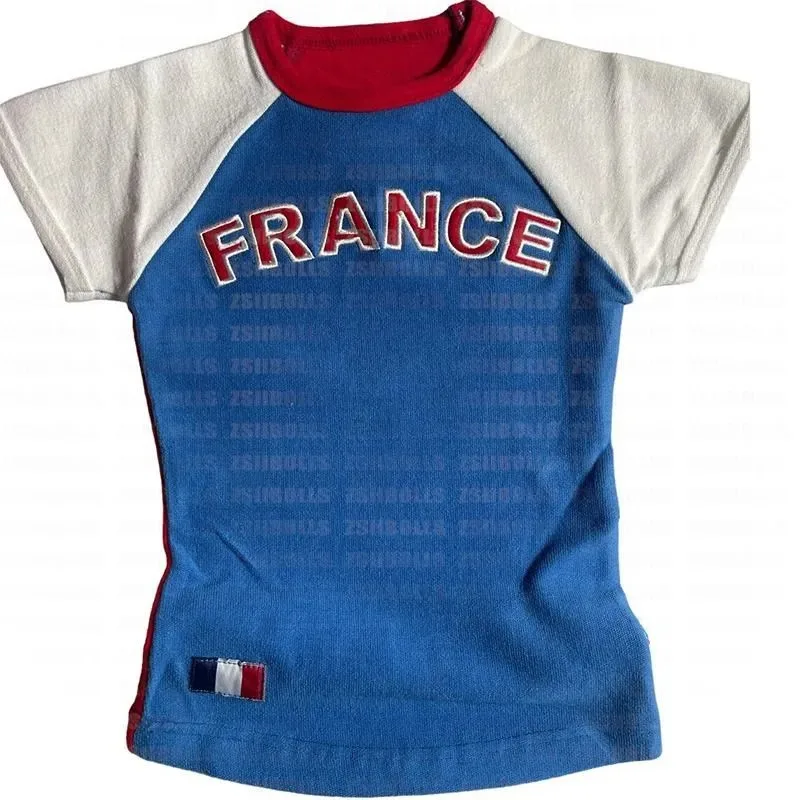 FRANCE letter embroidery short sleeved T-shirt summer casual Streetwear Grunge Baby Tee Vintage 90s Y2k top Girl clothing
FRANCE letter embroidery short sleeved T-shirt summer casual Streetwear Grunge Baby Tee Vintage 90s Y2k top Girl clothing