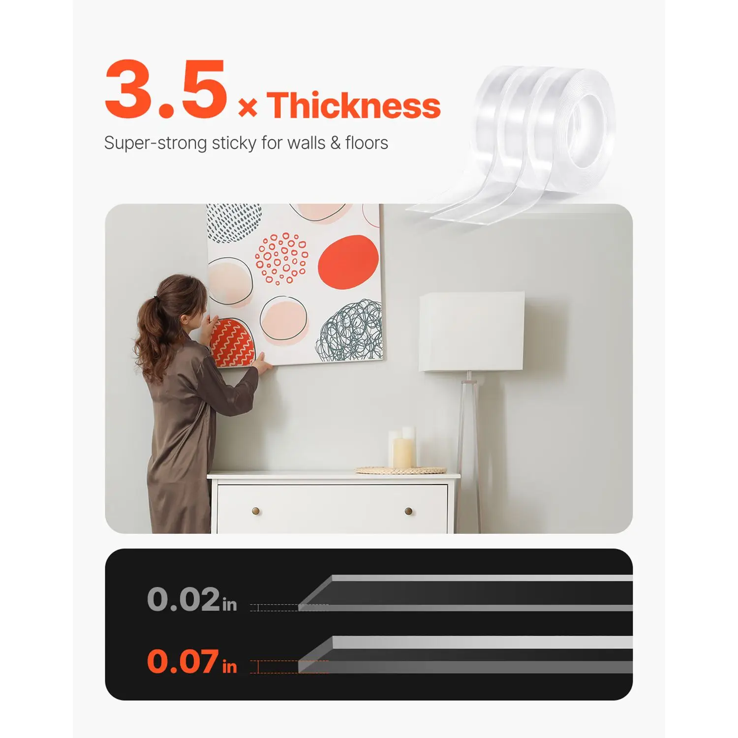 Double Sided Tape Heavy Duty, 16 ft Nano Mounting Tape( 3 Pack), Strong Adhesive & Reusable, Clear Two Sided Wall Tape, Removable Poster Picture Hanging Strips for Home Office Car Outdoor Use
Double Sided Tape Heavy Duty, 16 ft Nano Mounting Tape( 3 Pack), Strong Adhesive & Reusable, Clear Two Sided Wall Tape, Removable Poster Picture Hanging Strips for Home Office Car Outdoor Use