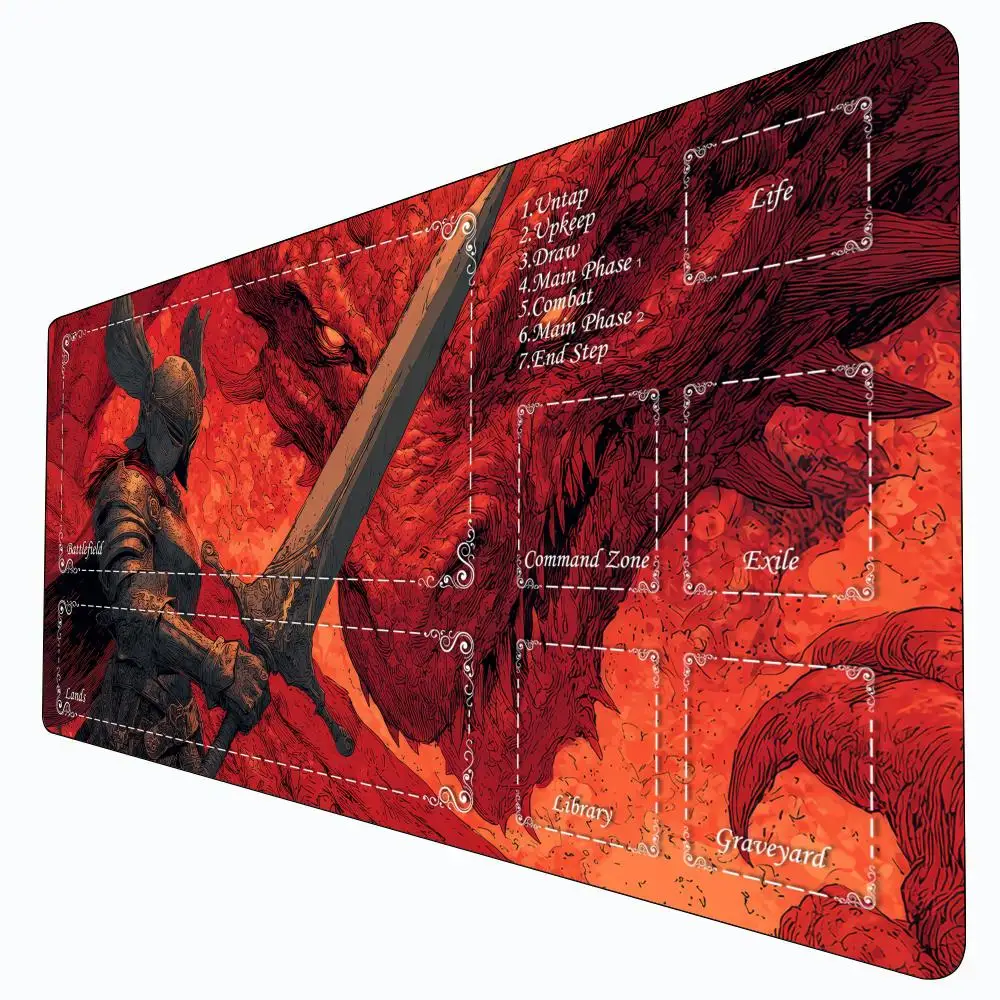 Игровой коврик MTG с красным гигантским драконом и рыцарем, нескользящий, прочный, 35x60 см, для командных игр Magic: The Gathering, настольных игр и TCG.
Игровой коврик MTG с красным гигантским драконом и рыцарем, нескользящий, прочный, 35x60 см, для командных игр Magic: The Gathering, настольных игр и TCG.