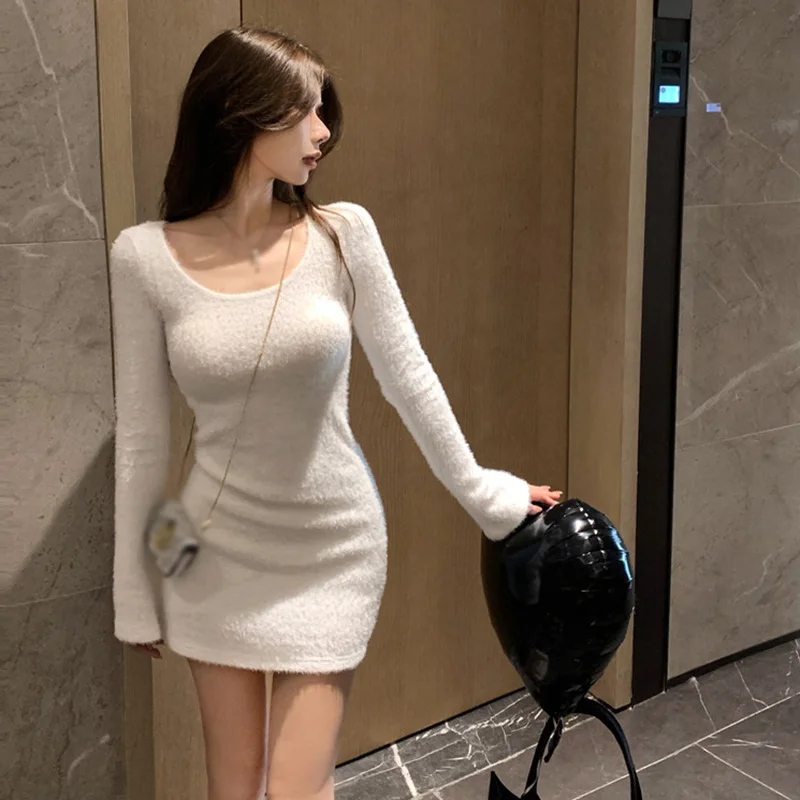 Women's Lint Knitted Dress Bodycon Dresses Korean Version Slim Round Neck Pullover Hip Wrap Dresses
Women's Lint Knitted Dress Bodycon Dresses Korean Version Slim Round Neck Pullover Hip Wrap Dresses