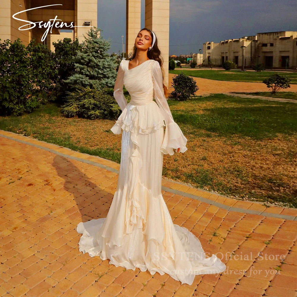 SSYTENS Mermaid Shiny Arab Prom Dresses Full Sleeves Ruffles Evening Dress Long Formal Occasion Gown Robe De Soirée Customized
SSYTENS Mermaid Shiny Arab Prom Dresses Full Sleeves Ruffles Evening Dress Long Formal Occasion Gown Robe De Soirée Customized