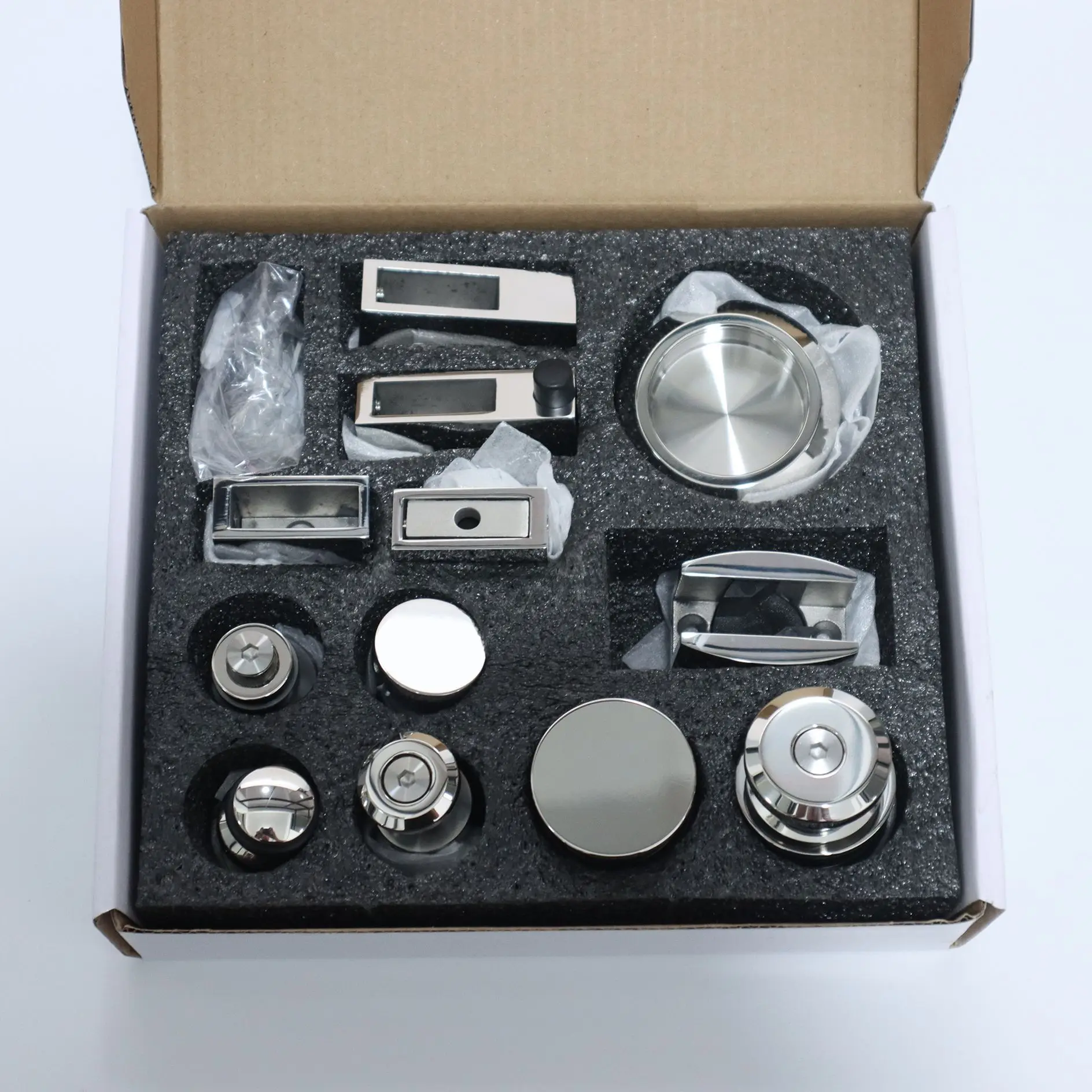 Shower room glass sliding door hardware kit, stainless steel sliding door pulley bathroom accessories
Shower room glass sliding door hardware kit, stainless steel sliding door pulley bathroom accessories