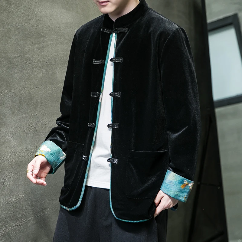 Ретро-пальто из бархата в китайском стиле для молодежи, осеннее, повседневное, свободного кроя, с длинными рукавами, воротником-стойкой и застежкой на одну пуговицу
Ретро-пальто из бархата в китайском стиле для молодежи, осеннее, повседневное, свободного кроя, с длинными рукавами, воротником-стойкой и застежкой на одну пуговицу