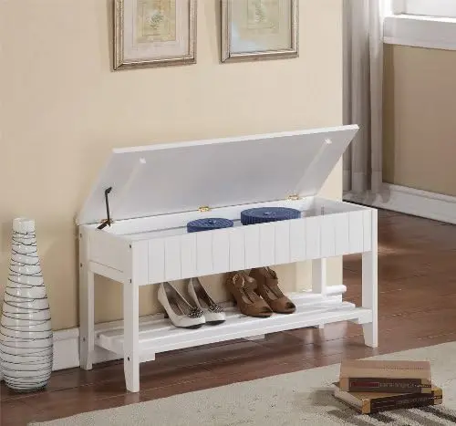 Solid Wood Shoe Bench with Storage, White Finish, 35.5"L x 13"W x 18"H
Solid Wood Shoe Bench with Storage, White Finish, 35.5"L x 13"W x 18"H