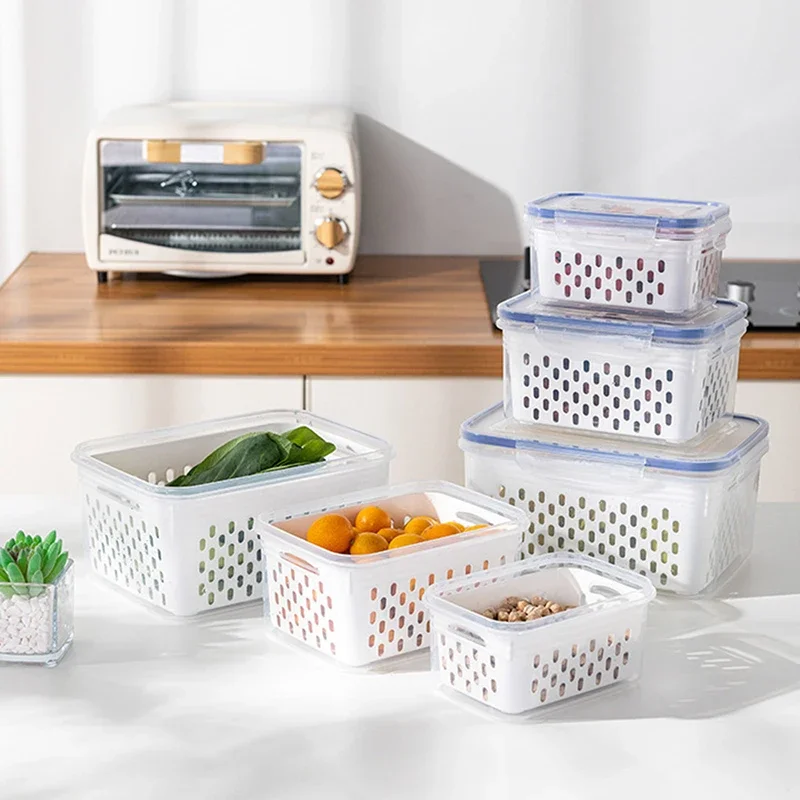 Kitchen Refrigerator Organizer 1750ml Rectangular Plastic Transparent Draining Basket 850ml Fruit and Vegetable Sealed Fresh Box
Kitchen Refrigerator Organizer 1750ml Rectangular Plastic Transparent Draining Basket 850ml Fruit and Vegetable Sealed Fresh Box