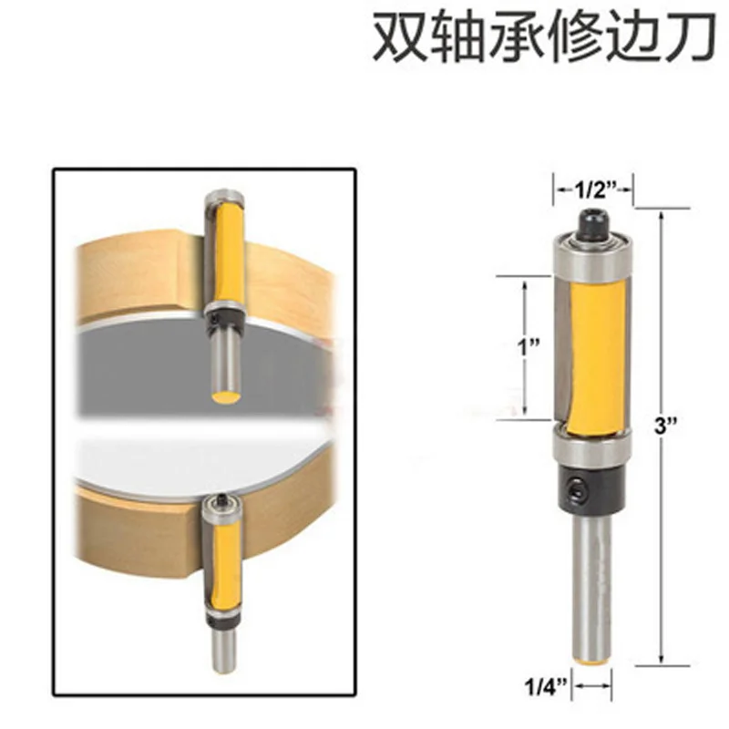 1pcs 1/4 6.35mm Double Bearing Straight Trim Router Bit Trimming Knife Milling Cutter Carbide Flush Woodworking Bits
1pcs 1/4 6.35mm Double Bearing Straight Trim Router Bit Trimming Knife Milling Cutter Carbide Flush Woodworking Bits