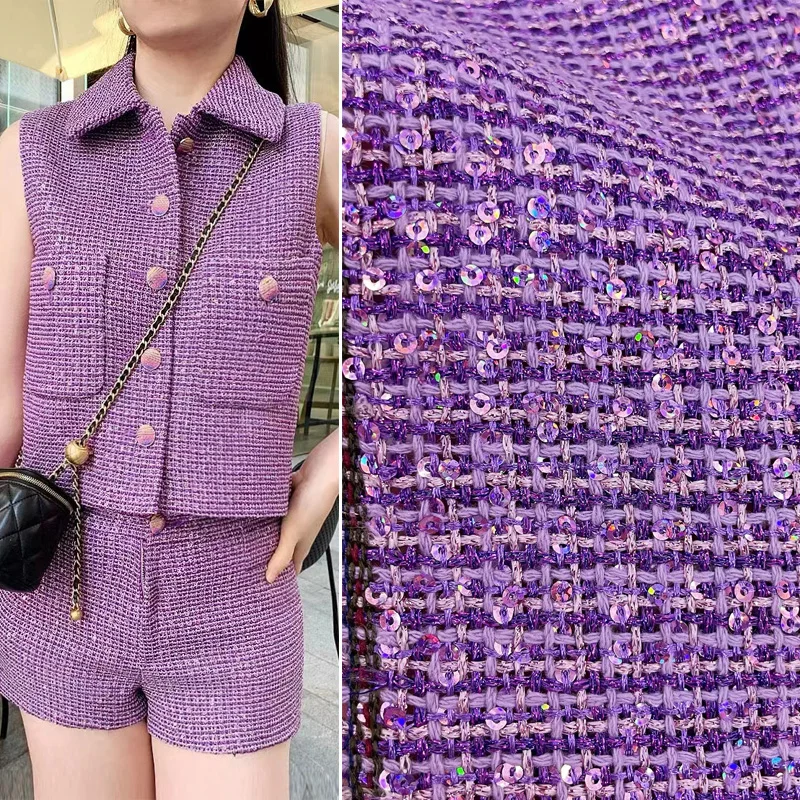 Purple Color Sequin Yarn-Dyed Braided Tweed Fabric For Women Autumn Jacket Dress Suits Coat Handbag DIY Cloth Sewing Material
Purple Color Sequin Yarn-Dyed Braided Tweed Fabric For Women Autumn Jacket Dress Suits Coat Handbag DIY Cloth Sewing Material