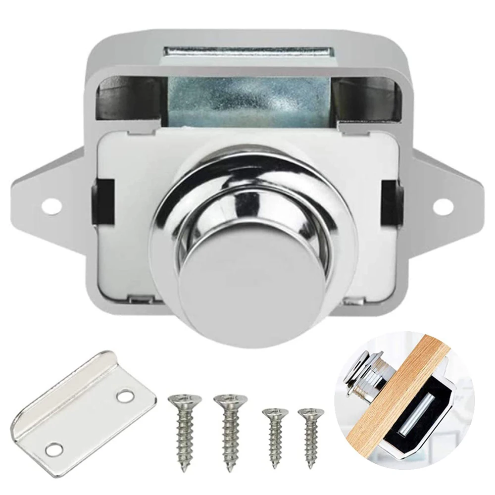 Кнопочный замок с защелкой, аксессуары, фурнитура без ключа, простая установка, замок с защелкой шкафа для кемперов, фургонов, лодок, дома
Кнопочный замок с защелкой, аксессуары, фурнитура без ключа, простая установка, замок с защелкой шкафа для кемперов, фургонов, лодок, дома