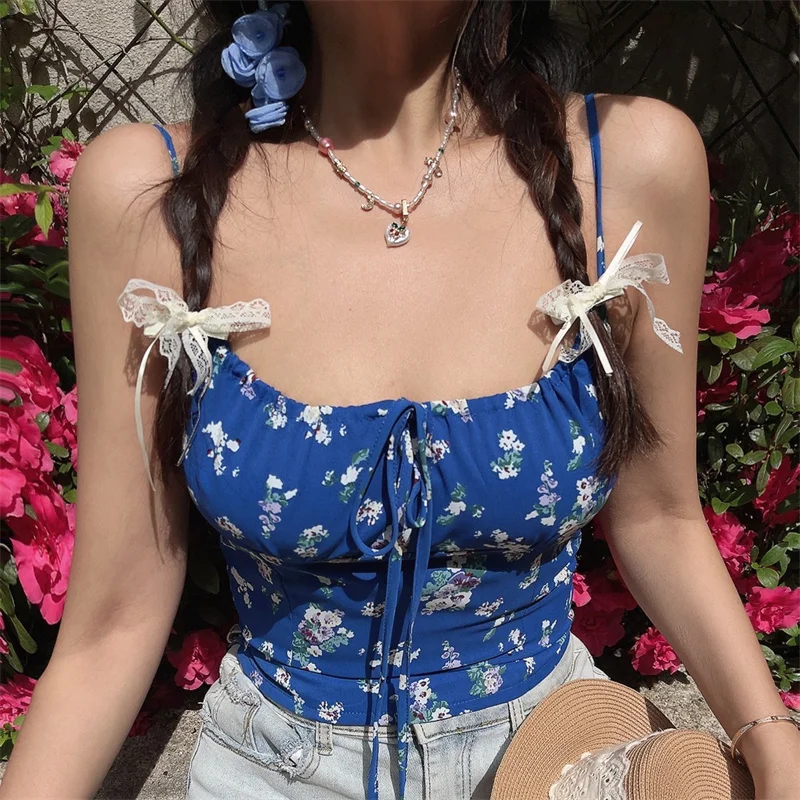 Retro Square Collar Drawstring Tie Short Floral Halter Top Women's Summer Vacation Style Polyester Fiber Casual Tank Top
Retro Square Collar Drawstring Tie Short Floral Halter Top Women's Summer Vacation Style Polyester Fiber Casual Tank Top