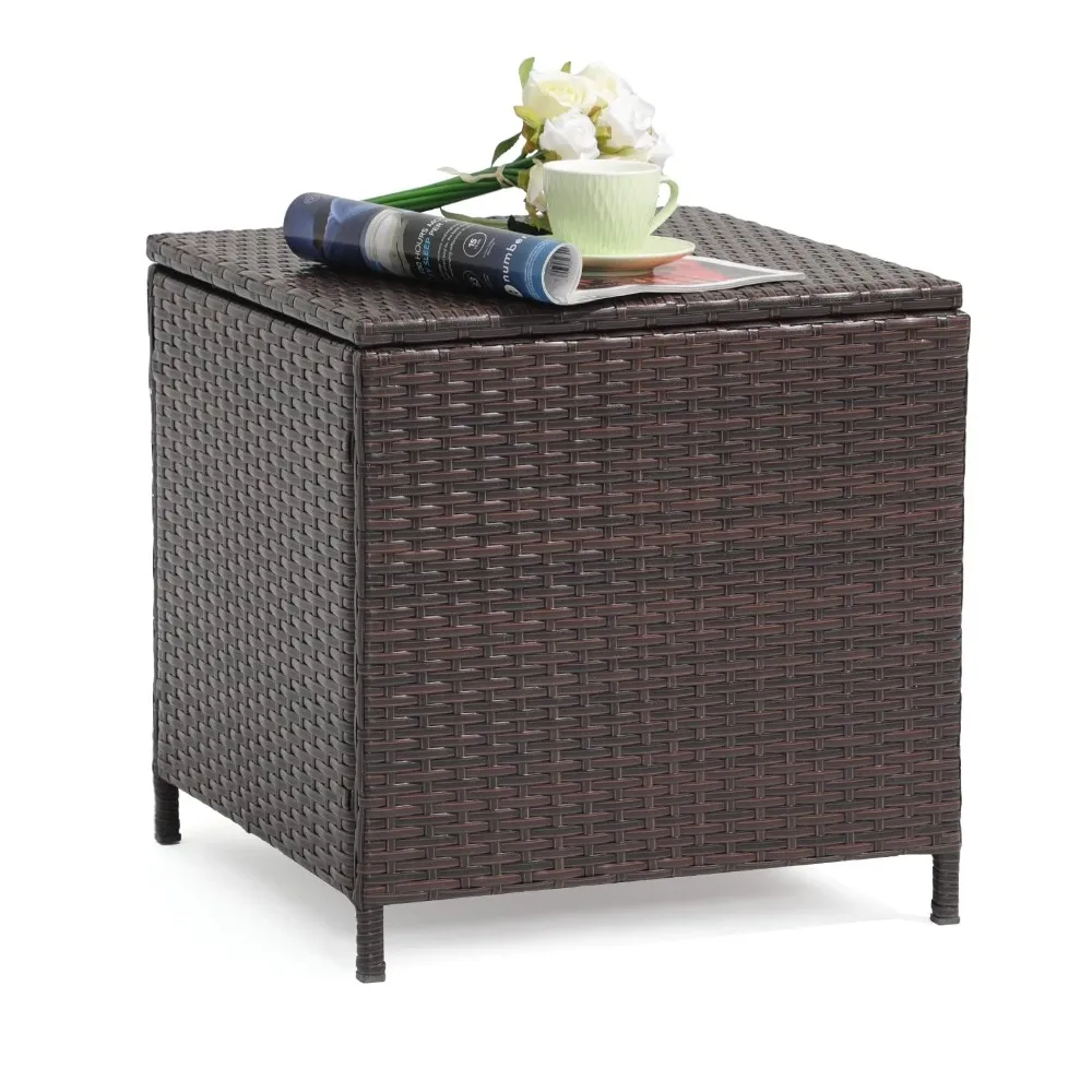 Outdoor Wicker Side Table, All-weather Rattan Small Storage Box End Table, Square Resin Coffee Table with Iron Frame
Outdoor Wicker Side Table, All-weather Rattan Small Storage Box End Table, Square Resin Coffee Table with Iron Frame