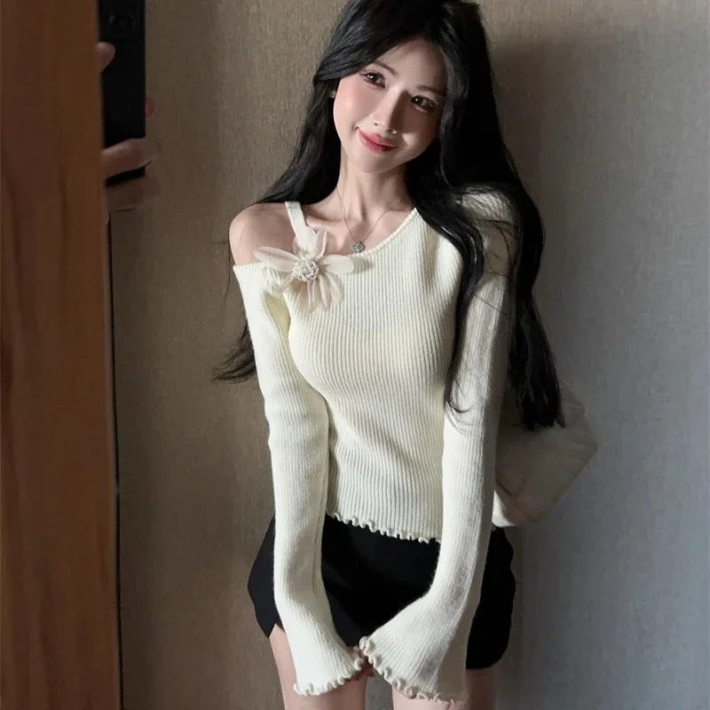 Irregular Skew Collar Women Sweaters Thin Spring Autumn Flowers Elegant Pullovers Korean Fashion Retro Pull Femme
Irregular Skew Collar Women Sweaters Thin Spring Autumn Flowers Elegant Pullovers Korean Fashion Retro Pull Femme