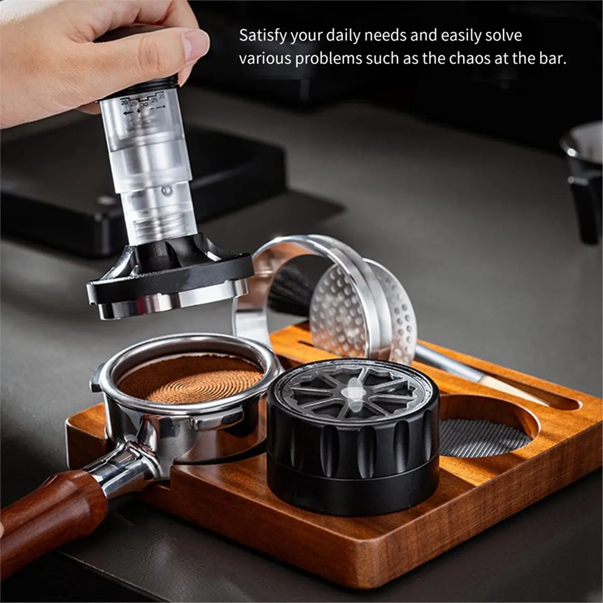 A47T Coffee Tamper Station with Wood Base and Portafilter Holder for 51mm and 58mm Handles Epsresso Portafilter Coffee Tools
A47T Coffee Tamper Station with Wood Base and Portafilter Holder for 51mm and 58mm Handles Epsresso Portafilter Coffee Tools