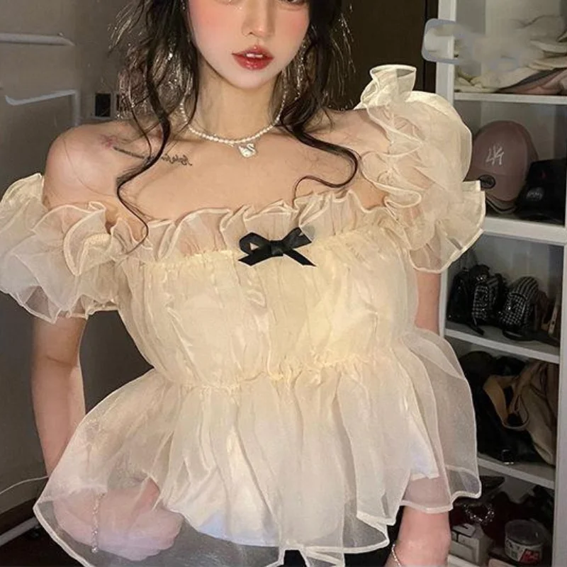 2023 Summer Sweet Fairy Blouse Women Casual Beach Style Sexy Crop Tops Female Kawaii Clothing Short Sleeve Shirts Korean Chic
2023 Summer Sweet Fairy Blouse Women Casual Beach Style Sexy Crop Tops Female Kawaii Clothing Short Sleeve Shirts Korean Chic