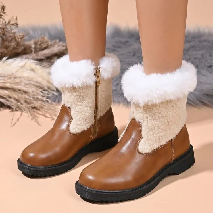 Kids Waterproof winter Boots children's Brown Fluffy Faux Fur Lined Boots girl's Anti-Slip Sole Thick Bottom Warm Shoes Students
Kids Waterproof winter Boots children's Brown Fluffy Faux Fur Lined Boots girl's Anti-Slip Sole Thick Bottom Warm Shoes Students