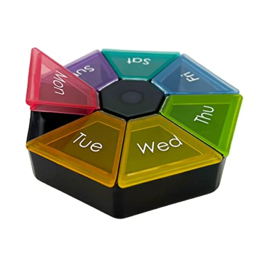 Weekly Pill Organizer and Planner, Travel Pill Planner, 7-Sided, Colors
Weekly Pill Organizer and Planner, Travel Pill Planner, 7-Sided, Colors