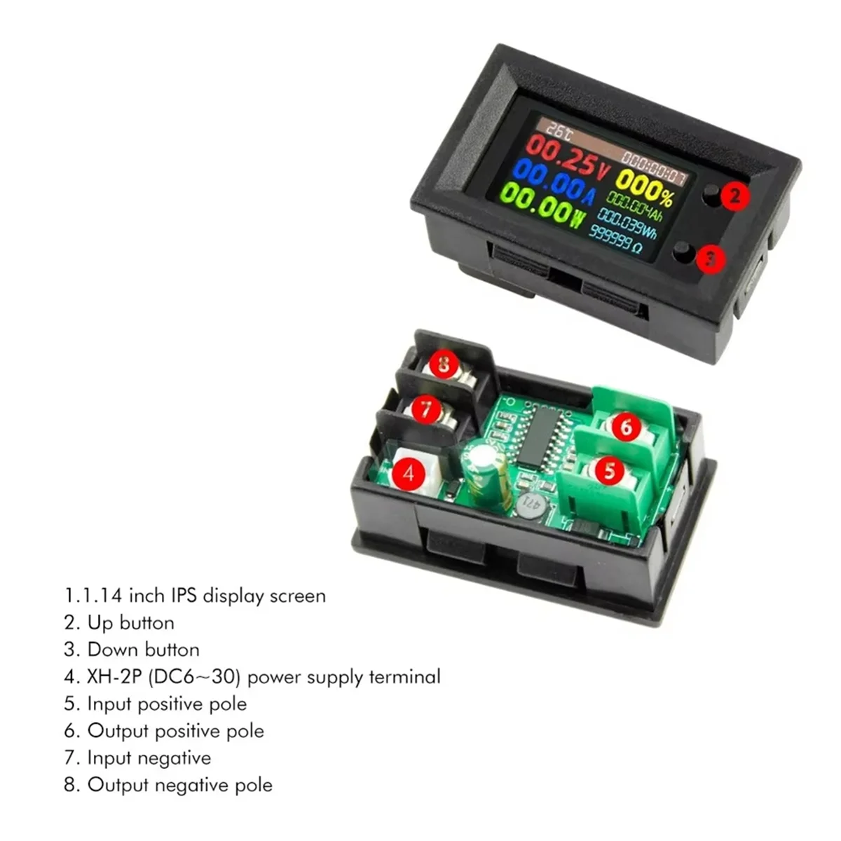 AT16 DC720 30V Digital Power Energy Voltmeter Ammeter Voltage Wattmeter Temperature Meter 9 In1
AT16 DC720 30V Digital Power Energy Voltmeter Ammeter Voltage Wattmeter Temperature Meter 9 In1