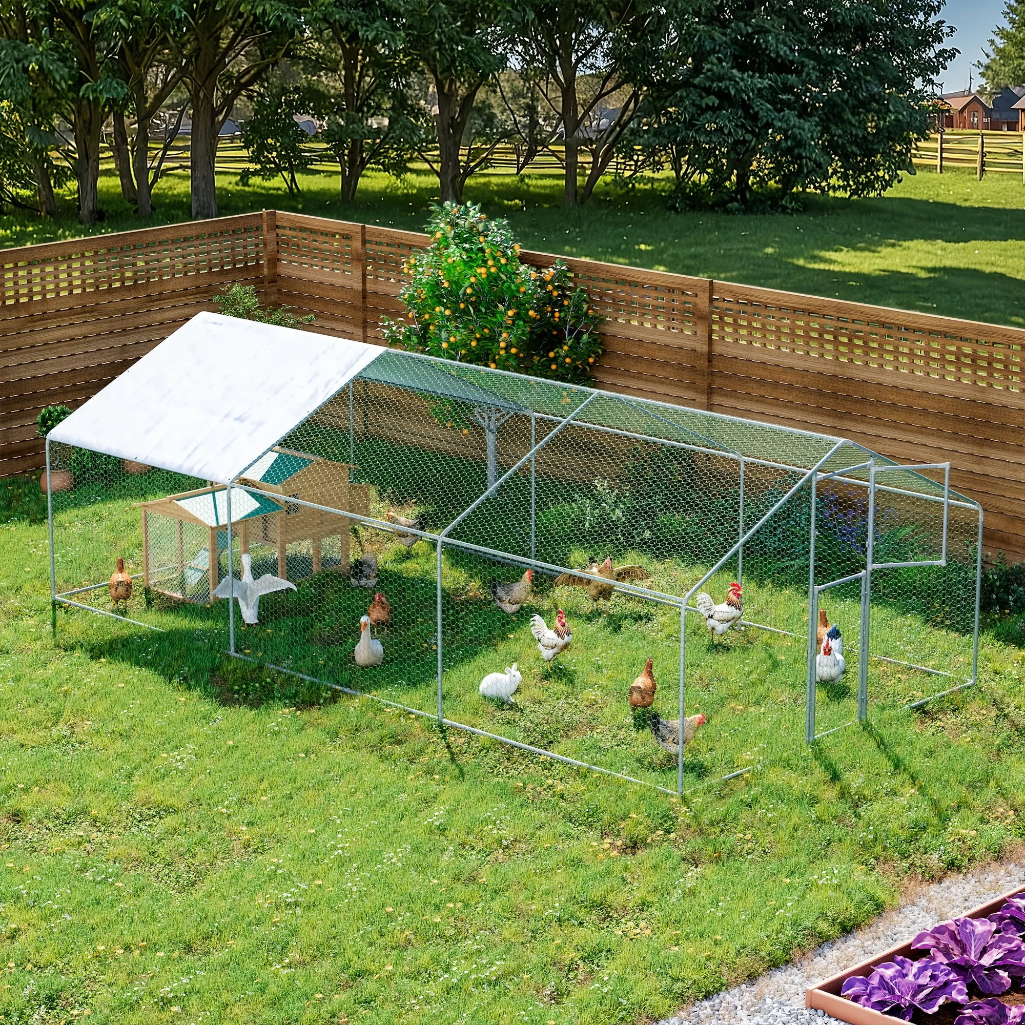 19.7X9.8X6.4 FT Large Metal Chicken Coop & Outdoor Poultry Cage, Weather-Resistant Uv-Resistant Semi-Cover Design with Ventilati
19.7X9.8X6.4 FT Large Metal Chicken Coop & Outdoor Poultry Cage, Weather-Resistant Uv-Resistant Semi-Cover Design with Ventilati