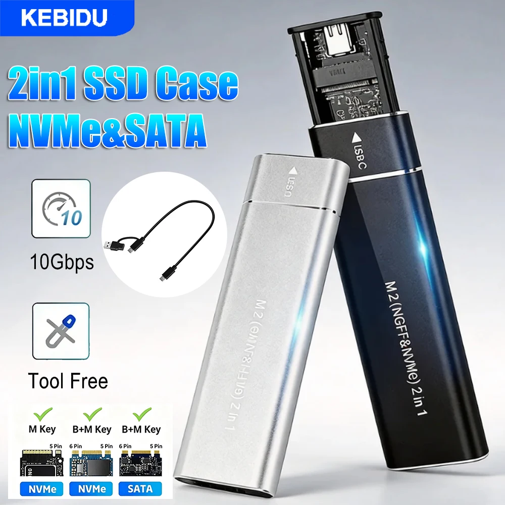 KEBIDU Dual Protocol M2 SSD Case M.2 NVMe SATA SSD Enclosure Adapter 10Gbps USB 3.1 Type C External Enclosure Support M B&M Keys
KEBIDU Dual Protocol M2 SSD Case M.2 NVMe SATA SSD Enclosure Adapter 10Gbps USB 3.1 Type C External Enclosure Support M B&M Keys