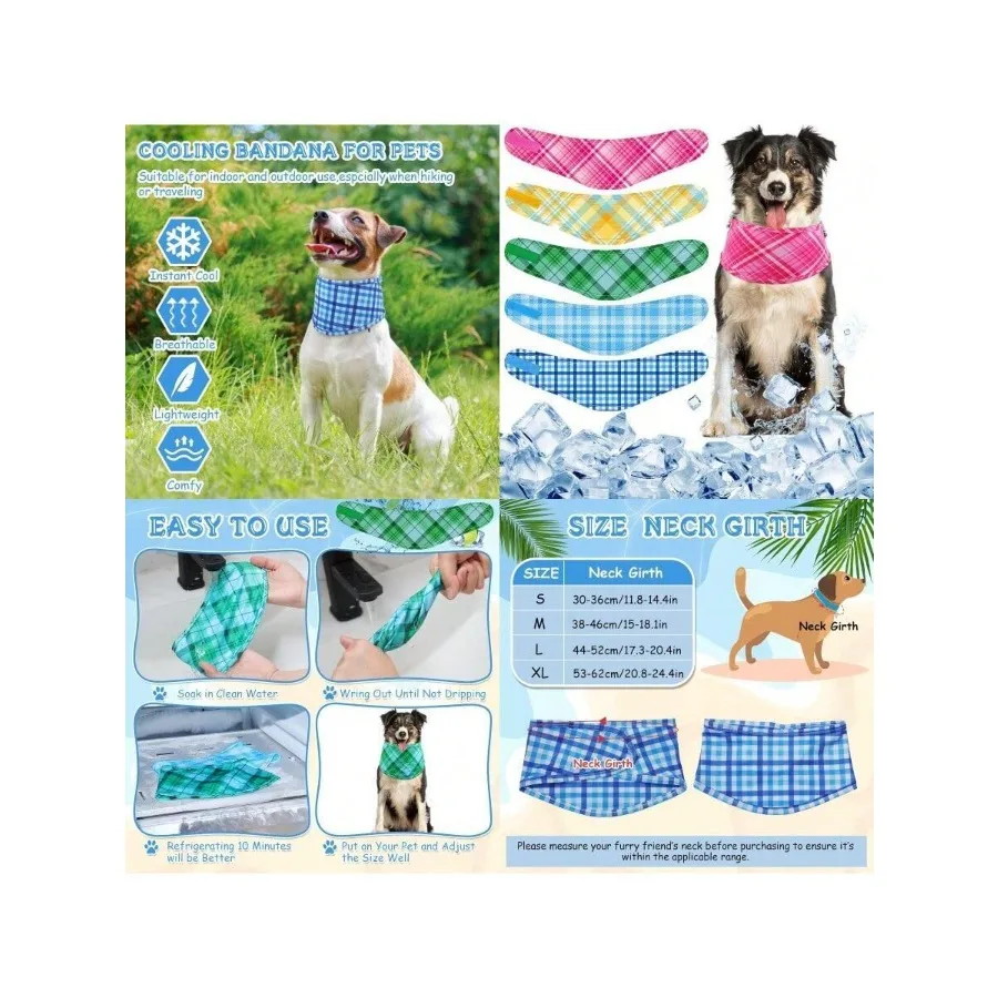 5 Pcs Dog Cooling Bandanas Dog tant Cooling Neck Wraps Breathable Ice Scarf Pet Heat Relief Basic Collars For Small Medium Larg
5 Pcs Dog Cooling Bandanas Dog tant Cooling Neck Wraps Breathable Ice Scarf Pet Heat Relief Basic Collars For Small Medium Larg