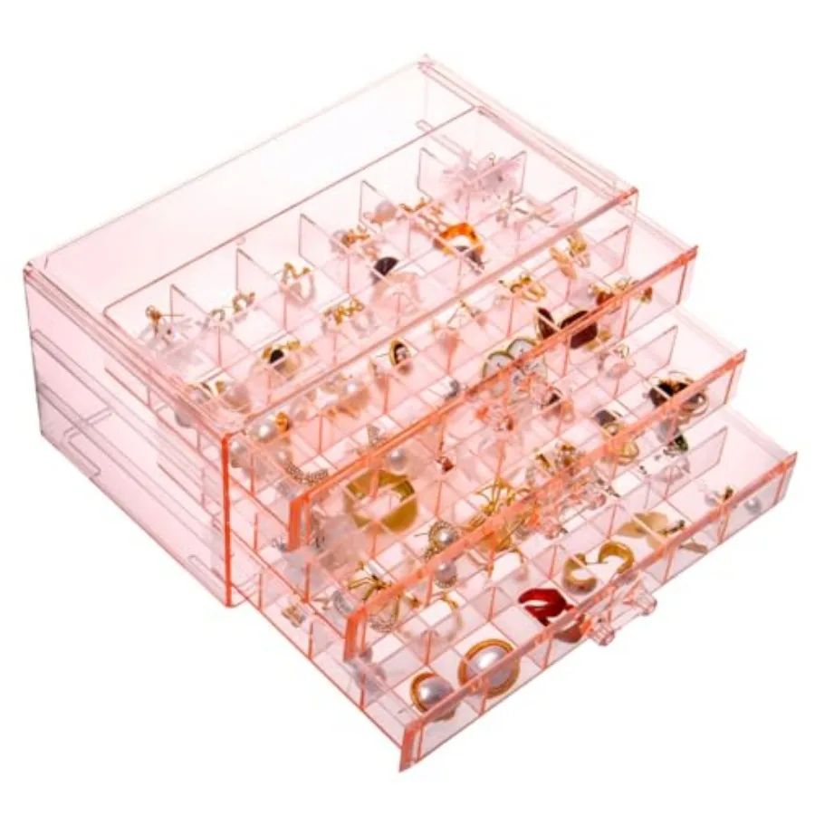 Earring Storage Box Organizer 3 Drawers Acrylic Jewelry Storage Box Holder Transparent Jewelry Display Stand with 72 Small Comp
Earring Storage Box Organizer 3 Drawers Acrylic Jewelry Storage Box Holder Transparent Jewelry Display Stand with 72 Small Comp