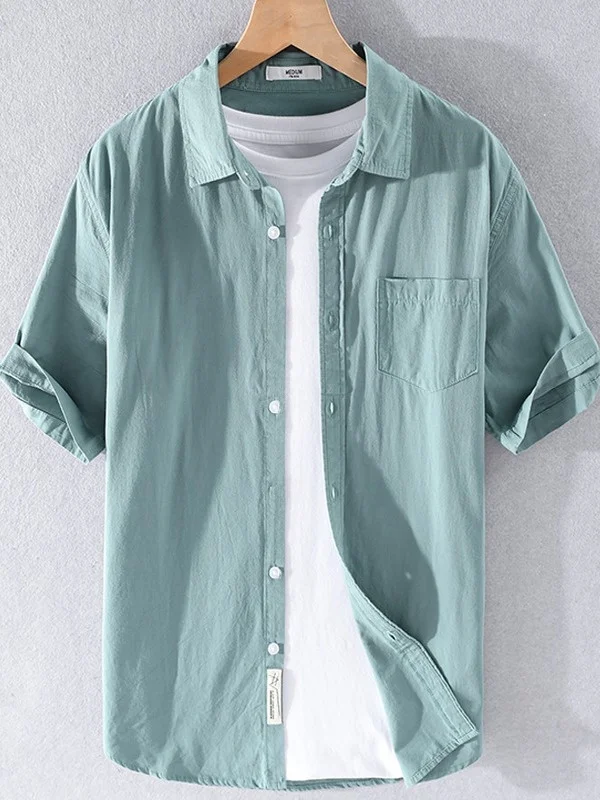 Casual Loose Cotton ort Sve Men's irt Breathable Lightweight Summer Faion Soft Glow Pure Color f Sve irt
Casual Loose Cotton ort Sve Men's irt Breathable Lightweight Summer Faion Soft Glow Pure Color f Sve irt