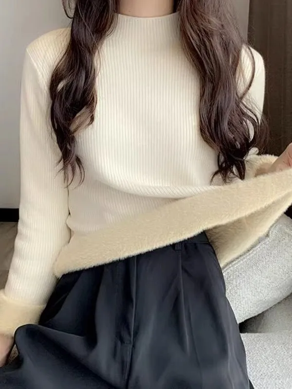Fleece Lined Knitted Sweater Women's Half High Collar Long Sleeve Warm Inner Wear Base Layer Simple Style Casual Commute Fashion
Fleece Lined Knitted Sweater Women's Half High Collar Long Sleeve Warm Inner Wear Base Layer Simple Style Casual Commute Fashion