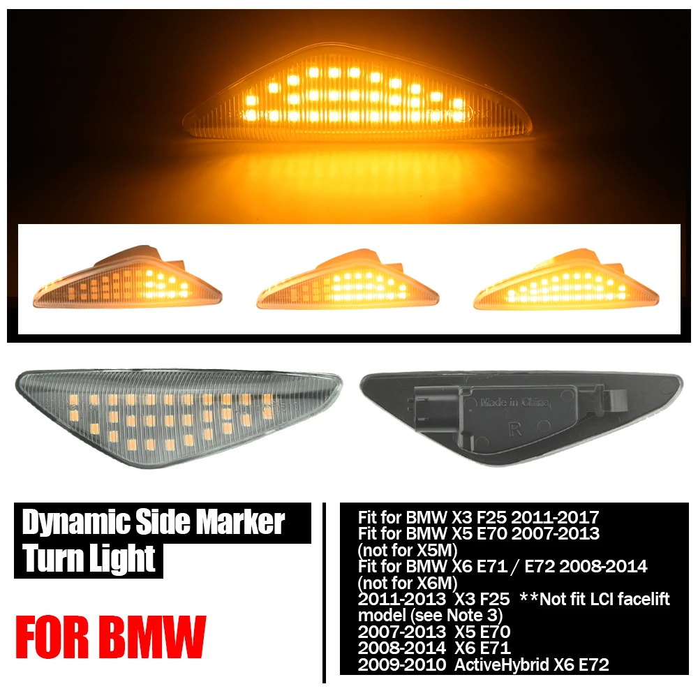 2pcs Fit for BMW X5 E70 2007 2008 2009 2010-2013 Side Marker Light Dynamic LED Turn Signal Flashing Indicator Blinke car styling
2pcs Fit for BMW X5 E70 2007 2008 2009 2010-2013 Side Marker Light Dynamic LED Turn Signal Flashing Indicator Blinke car styling