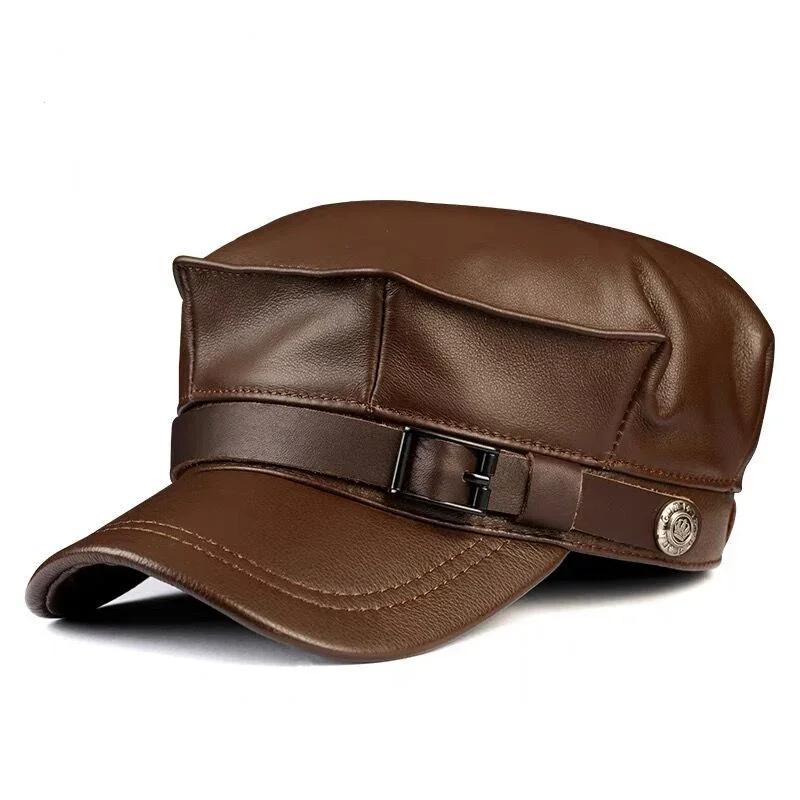 Spring Men/Women Genuine Leather Army Hats Unisex European/American Streetwear Fitted Black Army Caps With Belt Outdoor Gorro
Spring Men/Women Genuine Leather Army Hats Unisex European/American Streetwear Fitted Black Army Caps With Belt Outdoor Gorro
