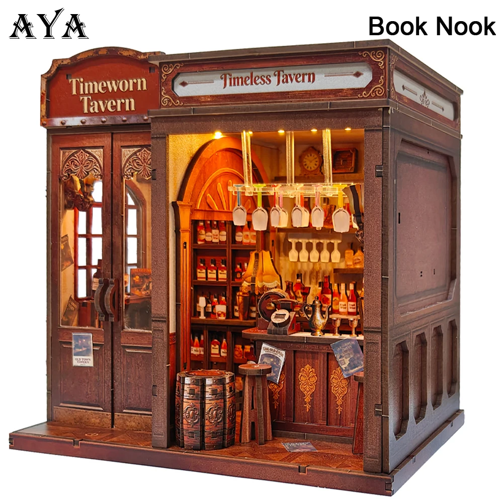 DIY Wooden Book Nook Shelf Insert Miniature House Kit Timeworn Tavern Bookend with Light for Friends Birthday Gifts Home Decor
DIY Wooden Book Nook Shelf Insert Miniature House Kit Timeworn Tavern Bookend with Light for Friends Birthday Gifts Home Decor
