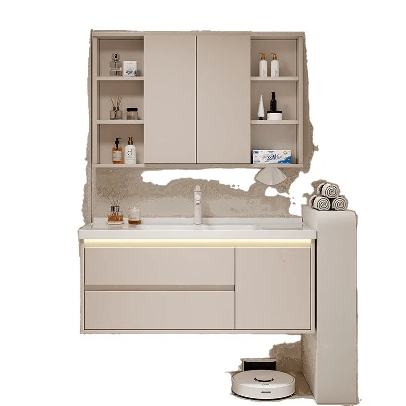 Cream wind folding push-pull hidden feng shui mirror bathroom cabinet ceramic integrated bathroom intelligent washbasin cabinet 
Cream wind folding push-pull hidden feng shui mirror bathroom cabinet ceramic integrated bathroom intelligent washbasin cabinet