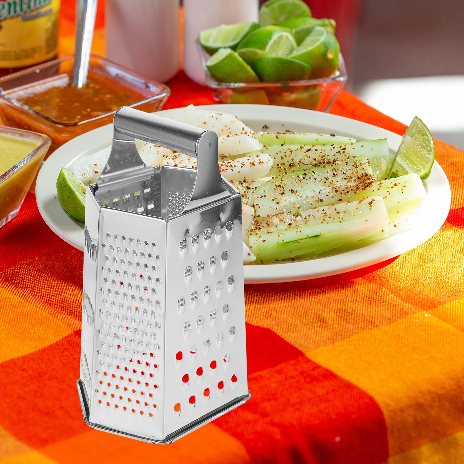 1 pc Stainless Steel Multi Function Kitchen Grater Box Vegetable Slicer 6 Shapes Reusable Ergonomic Handle Rust
1 pc Stainless Steel Multi Function Kitchen Grater Box Vegetable Slicer 6 Shapes Reusable Ergonomic Handle Rust